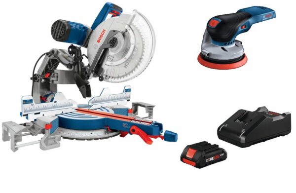Bosch 12in Dual Bevel Glide Miter Saw & 18V 5in Random Orbit Sander Kit Bundle Bosch 12in Dual Bevel Glide Miter Saw & 18V 5in Random Orbit Sander Kit Bundle