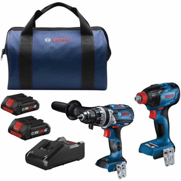 Bosch 18V 2-Tool Combo Kit with Connected-Ready Freak Two-In-One 1/4in and 1/2in Impact Driver & Connected-Ready 1/2in Hammer Drill/Driver Bosch 18V 2-Tool Combo Kit with Connected-Ready Freak Two-In-One 1/4in and 1/2in Impact Driver & Connected-Ready 1/2in Hammer Drill/Driver
