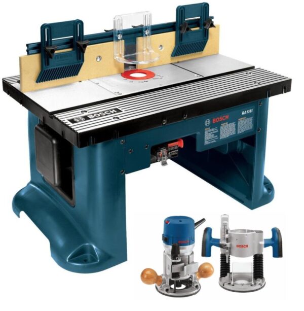 Bosch Benchtop Router Table with 2.25 HP Combination Plunge and Fixed Base Router Bundle Bosch Benchtop Router Table with 2.25 HP Combination Plunge and Fixed Base Router Bundle