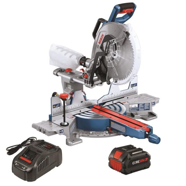 Bosch PROFACTOR 18V Surgeon 12in Dual Bevel Slide Miter Saw Kit with 1 CORE18V 8.0 Ah PROFACTOR Performance Battery Bosch PROFACTOR 18V Surgeon 12in Dual Bevel Slide Miter Saw Kit with 1 CORE18V 8.0 Ah PROFACTOR Performance Battery