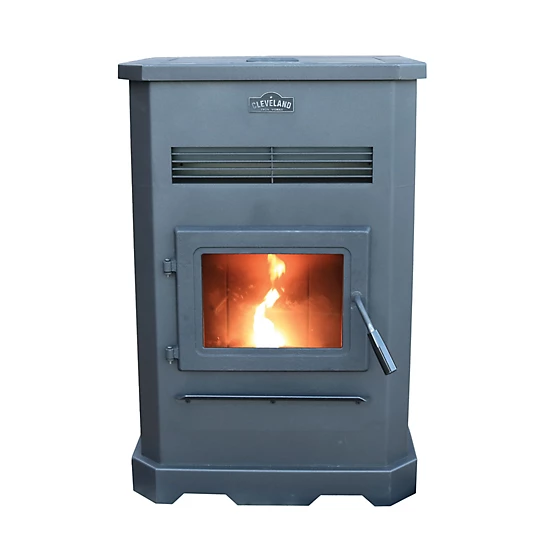Cleveland Iron Works No.205 Large Pellet Stove, 2,000 to 3,000 sq. ft.,130 lb. Hopper