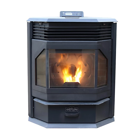 Cleveland Iron Works No.210 Bay Front Pellet Stove, 1,800 to 2,500 sq. ft., 66 lb. Hopper