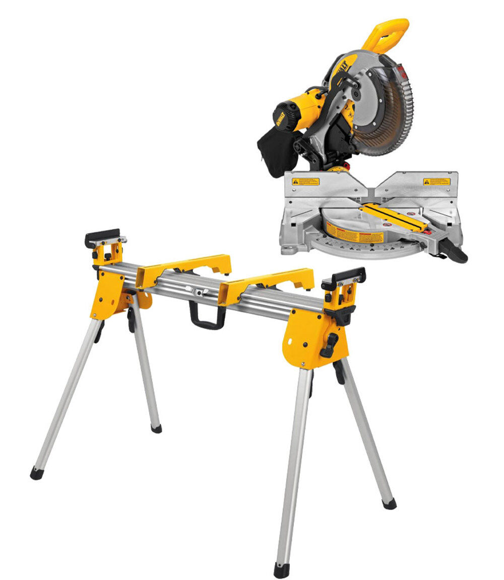 DEWALT 12 Inch 15 Amp Dual Bevel Compound Miter Saw & Saw Stand Bundle