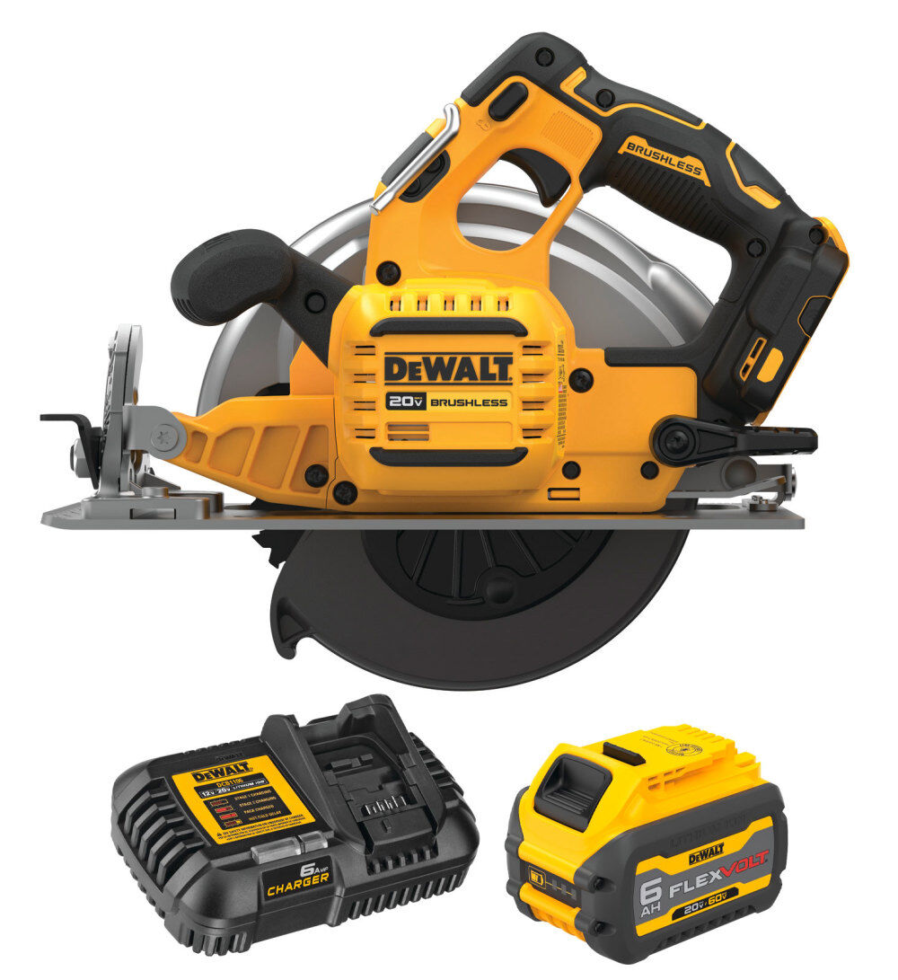 DEWALT 20V MAX 7-1/4 Inch Cordless Circular Saw with FLEXVOLT Starter Kit Bundle
