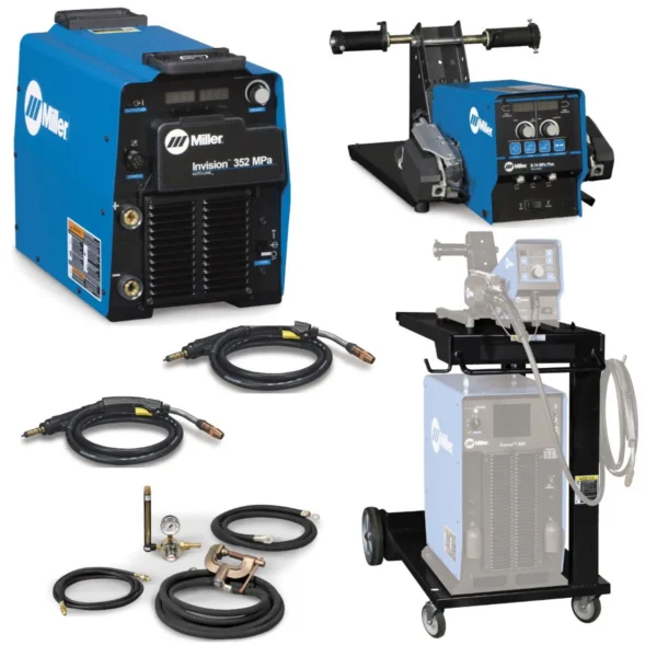 Miller Invision 352 MPa MIG Welder with D-74 Feeder, Accessory Package, and Cart (951500) Miller Invision 352 MPa MIG Welder with D-74 Feeder, Accessory Package, and Cart (951500)