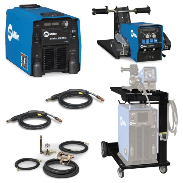 Miller Invision 450 MPa MIG Welder with D-74 Feeder, Accessory Package, and Cart (951457) Miller Invision 450 MPa MIG Welder with D-74 Feeder, Accessory Package, and Cart (951457)