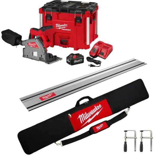 Milwaukee M18 FUEL 6 1/2 Plunge Track Saw Kit 55inch Guide Rail with Clamps & Bag Bundle Milwaukee M18 FUEL 6 1/2 Plunge Track Saw Kit 55inch Guide Rail with Clamps & Bag Bundle