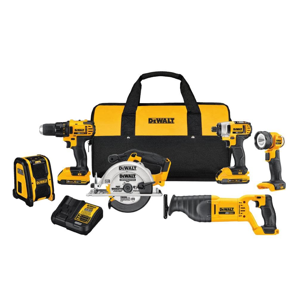 NEW DEWALT 20 V MAX Compact 6 TOOL Combo Kit