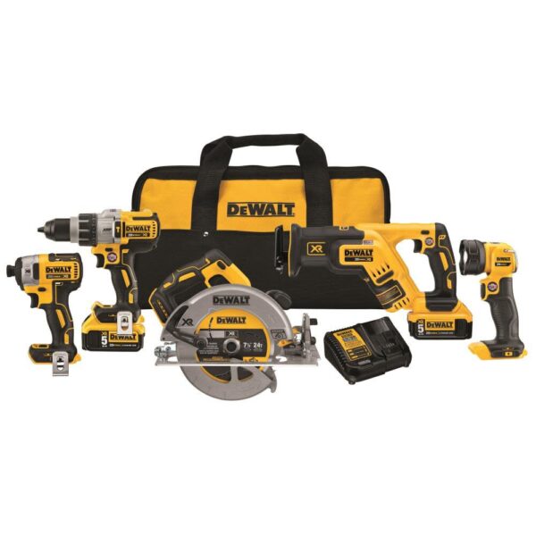 NEW DEWALT 20 V MAX XR Li-ion 5-TOOL Combo Kit