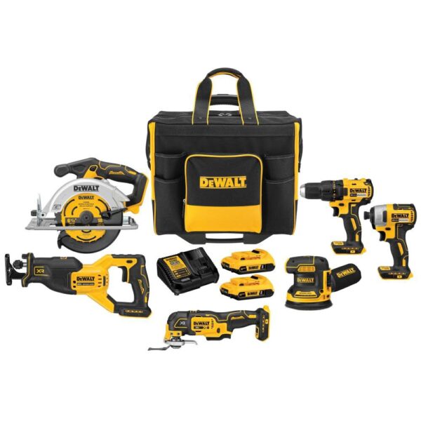 NEW DEWALT 20V MAX 6 Tool Combo Kit with Large Site Ready Rolling Bag