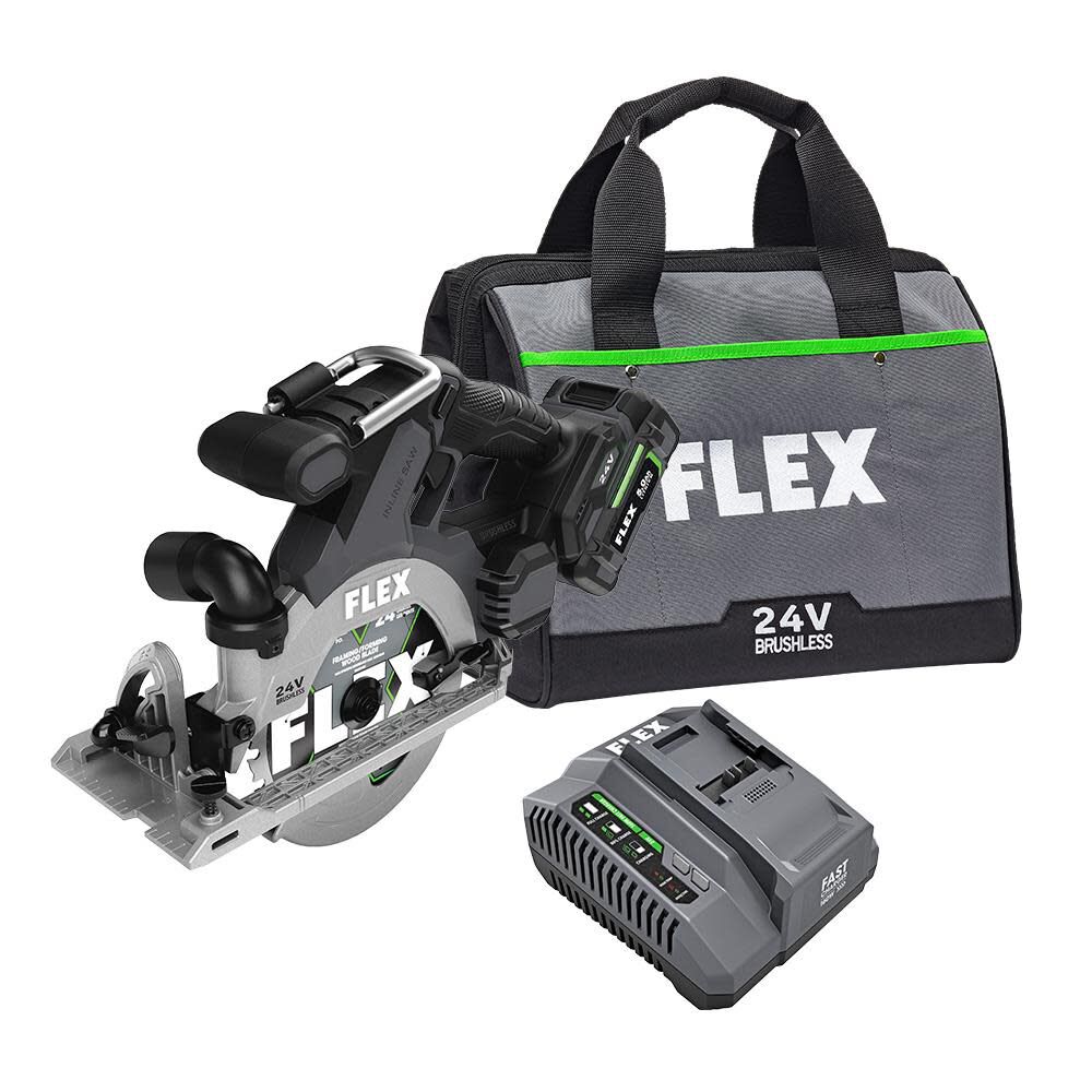 NEW FLEX 24V 6-1/2-In In-Line Circular Saw Kit