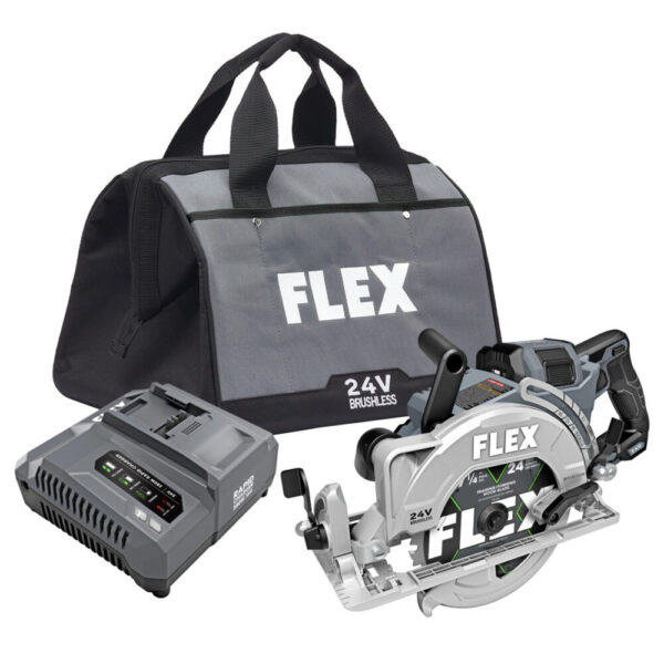 NEW FLEX 24V 7 1/4in Circular Saw Rear Handle Stacked Lithium Battery Kit NEW FLEX 24V 7 1/4in Circular Saw Rear Handle Stacked Lithium Battery Kit