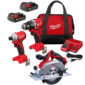 NEW Milwaukee M18 1/2 Inch Drill Driver, 1/4 Inch Impact Driver & 6-1/2 Inch Circular Saw Combo Kit Bundle
