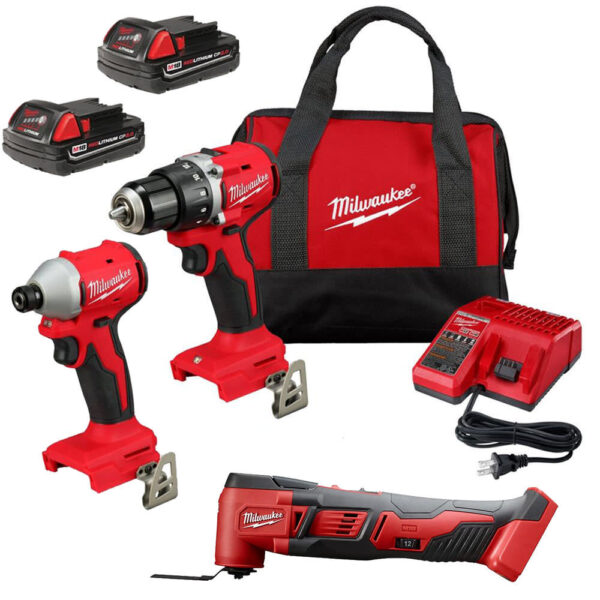 NEW Milwaukee M18 1/2 Inch Drill Driver, 1/4 Inch Impact Driver & Multi-Tool Saw Kit Bundle NEW Milwaukee M18 1/2 Inch Drill Driver, 1/4 Inch Impact Driver & Multi-Tool Saw Kit Bundle