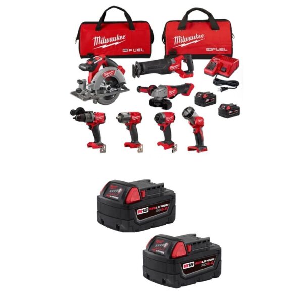 NEW Milwaukee M18 7-Tool Combo Kit, (2) REDLITHIUM XC5.0 Battery Pack Bundle NEW Milwaukee M18 7-Tool Combo Kit, (2) REDLITHIUM XC5.0 Battery Pack Bundle