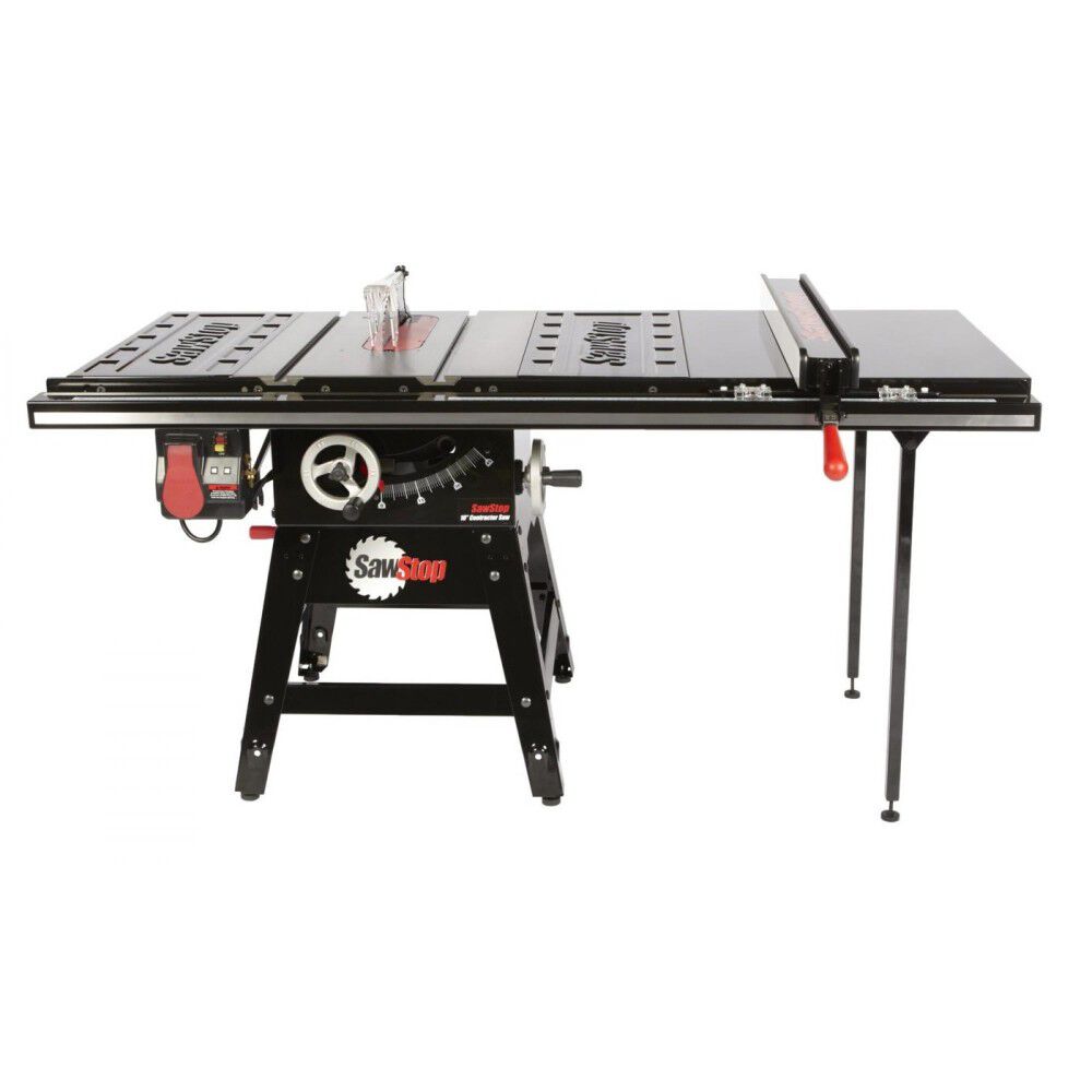 NEW Sawstop Contractor Saw with 36in Professional T Glide Fence System Rails & Extension Table