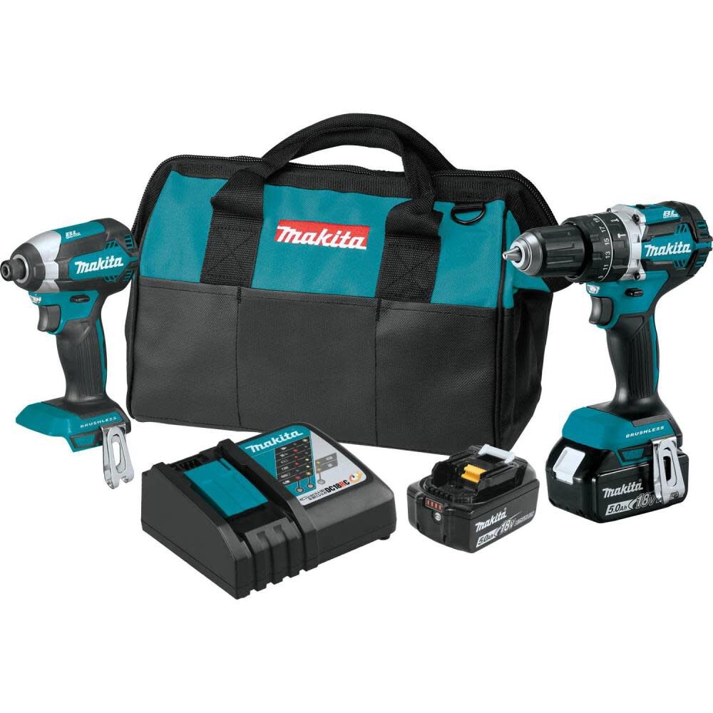 NEW Makita 18V LXT Lithium-Ion Brushless Cordless 2-Pc. Combo Kit (5.0Ah)