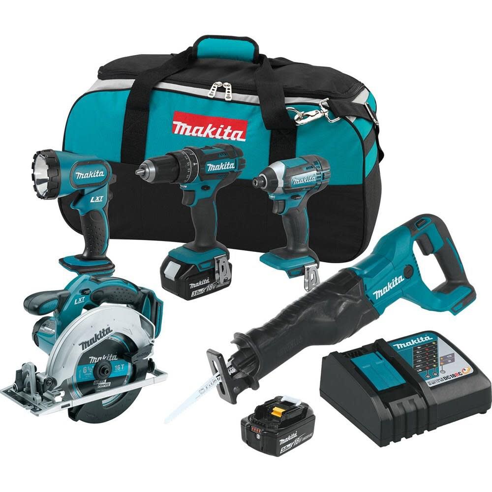 NEW Makita 18V LXT Lithium-Ion Cordless Combo Kit (5-Tool)